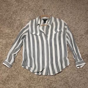 Well cared for WHBM black and white vertical striped button down, size 8